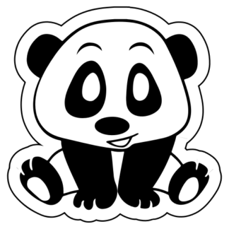 Playful Panda Sticker (Black)